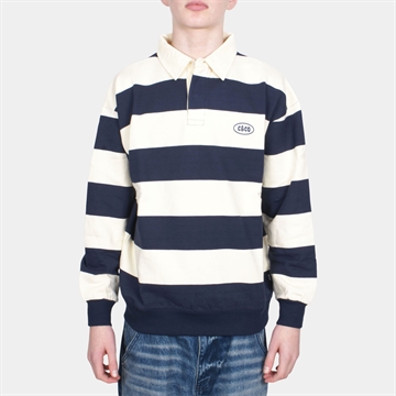 Grunt Alonso Stripe LS Polo Sweat Dark Blue